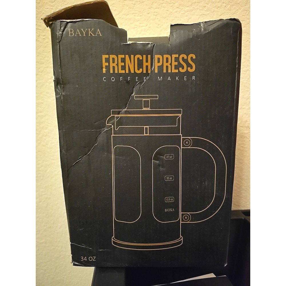 French Press Coffee Maker 34oz Bayka Stainless Steel New/Open Box